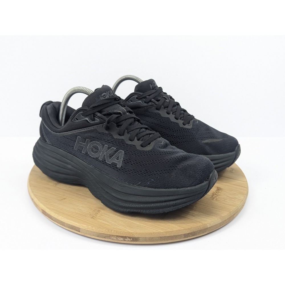 Hoka Bondi 8 Womens Size 9 D Shoes Wide Triple Black Sneakers Running Walk Gym